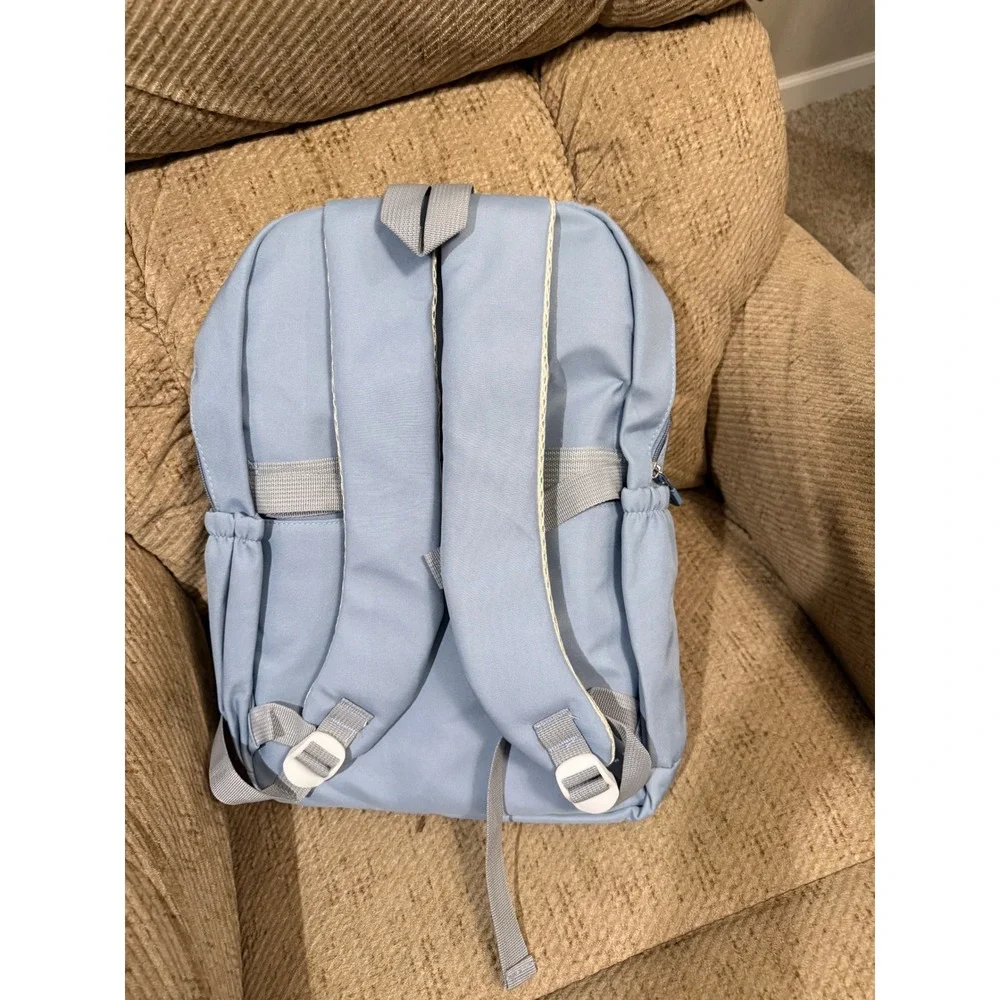 Light Blue Multi-Pocket Backpack Water Resistant Travel School Bag